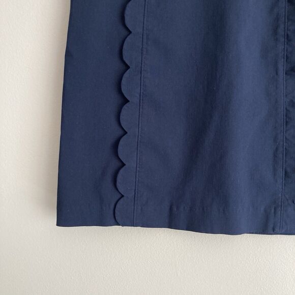 J. McLaughlin Winnie Skirt Size 12 Navy Blue Scalloped Accent Pencil Stretch - Picture 5 of 8